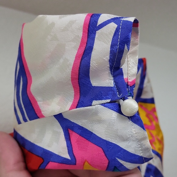 Vtg Ultimate 80s Flora Kung Silk Wrap New Wave Abstract Top - Picture 8 of 12